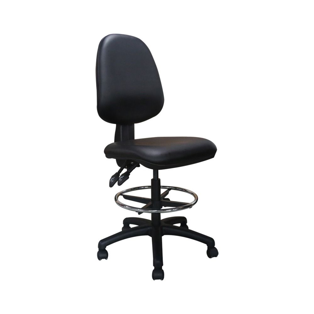 כסא עבודה דגם ליאור שרטט דמוי עור שחור – תמונה 2